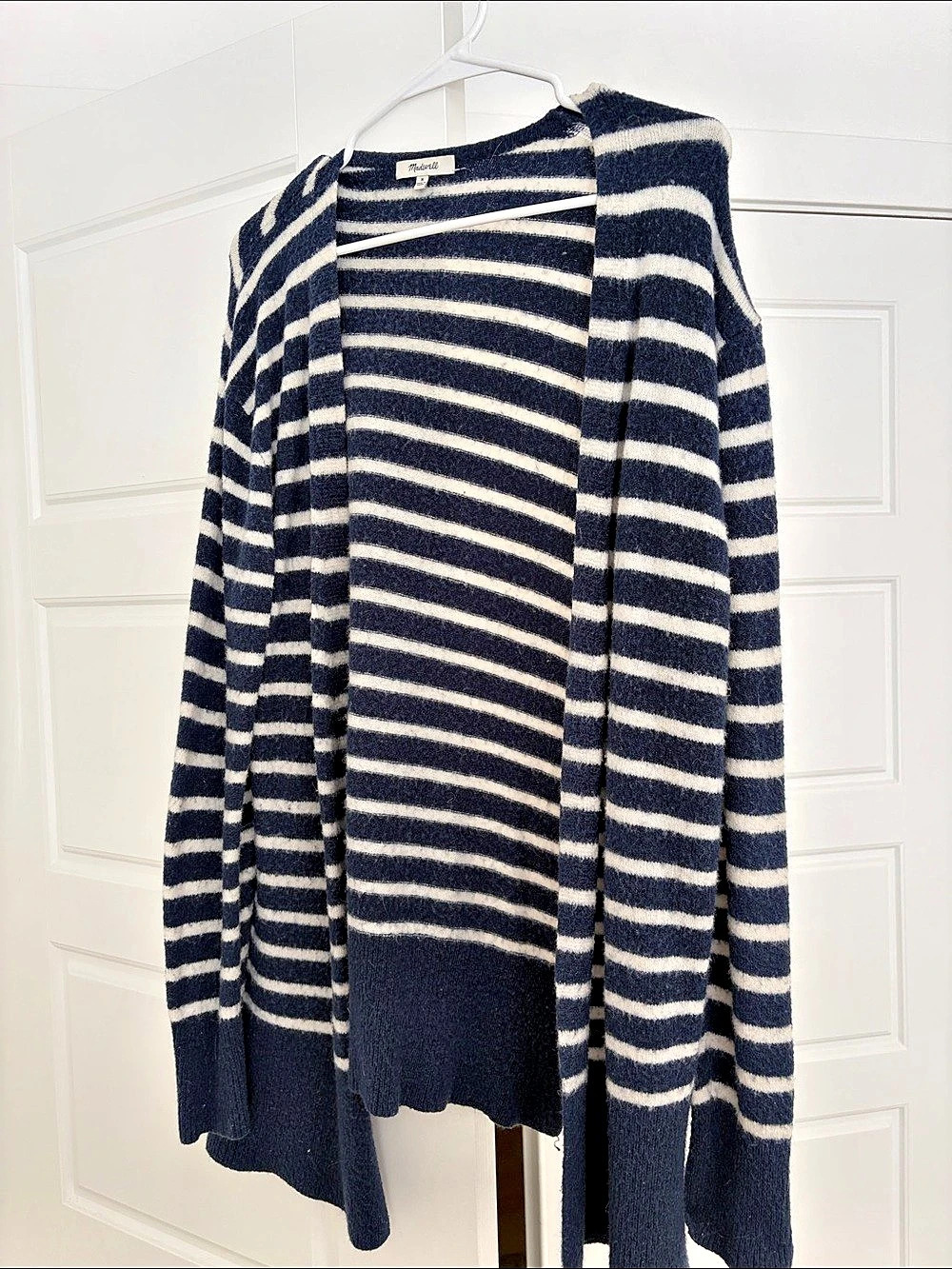 Madewell Striped Open Front Cardigan Blue & White Medium